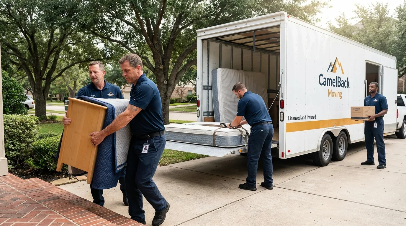 Crew loading residential truck for cross-state move from Gering, NE