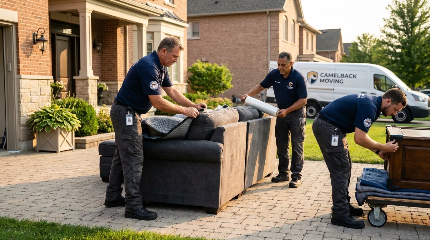 Large estate moving crew wrapping furniture in Gering, NE