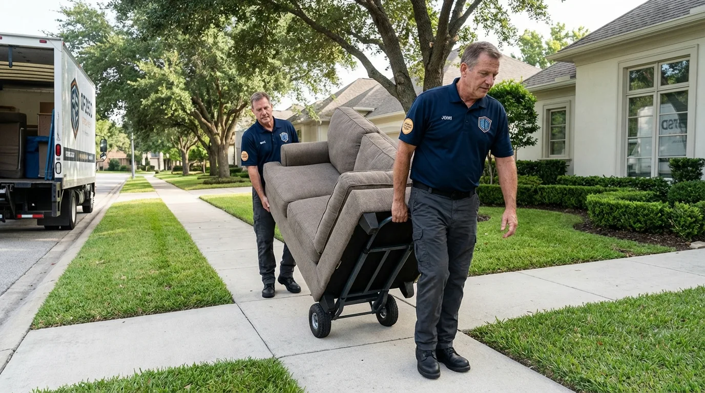 Local residential moving crew loading furniture in Gering, NE